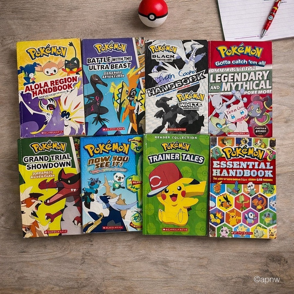 Pokemon Book Lot Set of 8 Scholastic Graphic Adventures Handbooks Readers